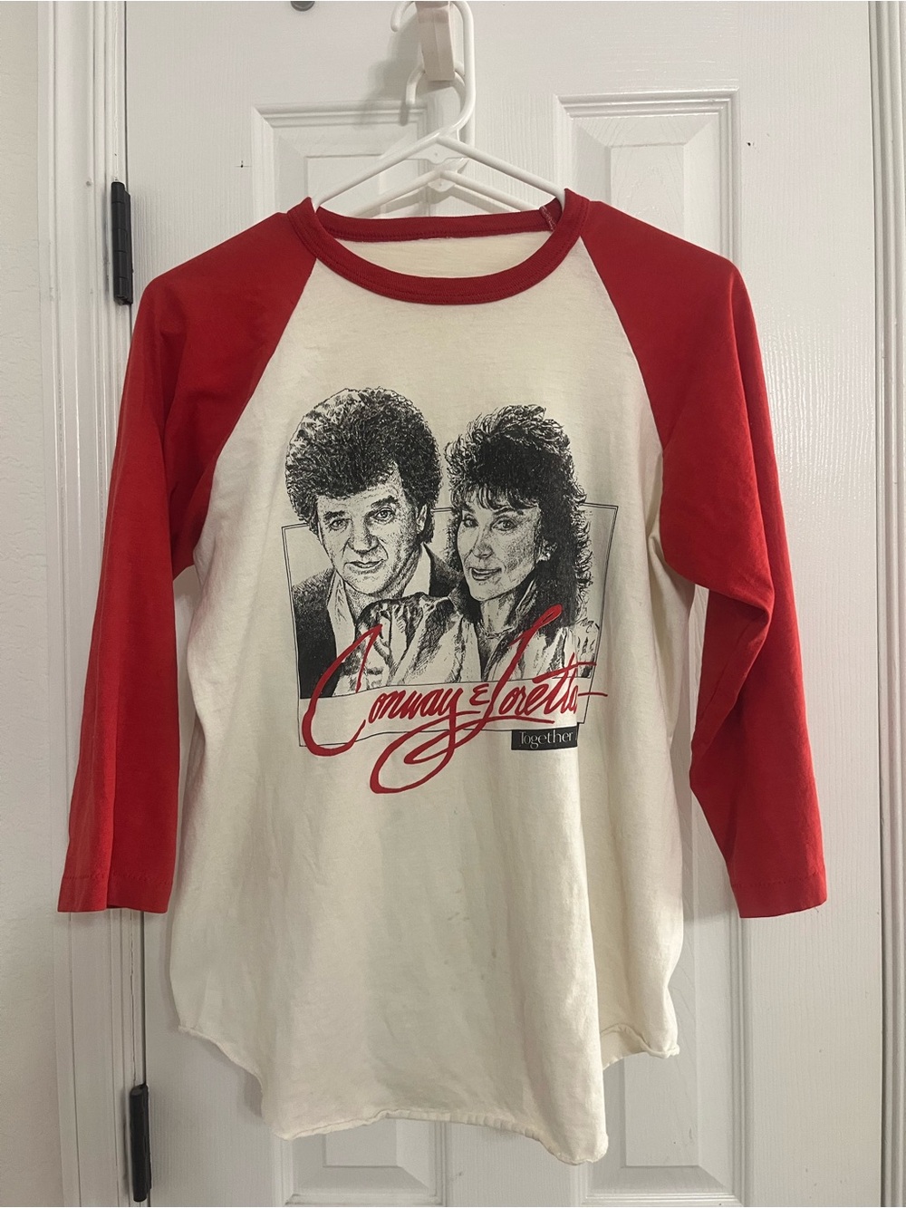 Vintage Conway Twitty Loretta Lynn Raglan Shirt 1980’s Together Again